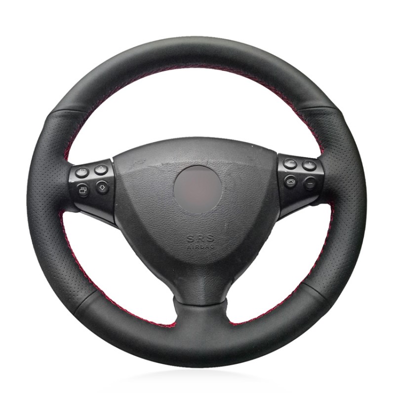 Loncky Car Custom Fit OEM Black Genuine Leather Steering Wheel Cover